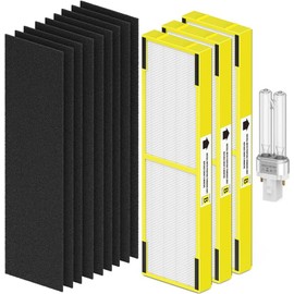 3 pack FLT4825 Filter B Replacement ＆ LB4000 Compatible with G-Guardian Filter B Air-Purifier AC4825 AC4825E AC4300 AC4800 AC4900 AC4850,3 HEPA Filters + 9 Carbon filters+ 1 lb4000 uv light bulb