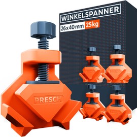 Presch Angle Tensioner Pack of 4 - Corner Tensioners for Board Thicknesses up to 26 mm - 25 kg Clamping Force for Gluing - Robust Corner Clamps for Woodworking Thanks to Fibreglass Reinforced Plastic
