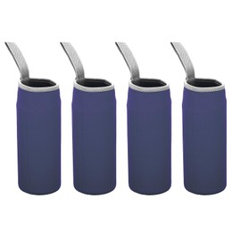 PATIKIL 65mmx180mm Water Bottle Sleeve, 4 Pack Neoprene Insulated Bottle Bag Holder Carrier Pouch with Finger Strap, Navy Blue