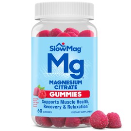 SlowMag Mg Muscle Health + Recuperación Gomitas, citrato de magnesio en 60 unidades