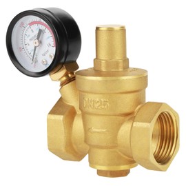 Pressure Reducing Valve with Gauge, DN25 32mm Brass Pressure Reducer Valve, Water Pressure Regulator, Relief Valve with Gauge Meter, Adjustable Water Control Pressure Regulator Reducer