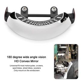 Espejo Retrovisor Holográfico para Motocicleta ABS Cromado Plata Cromado Espejo Retrovisor para Motocicleta Cromado 180 Ultra Gran Angular Montaje de Parabrisas Central Universal espejo retrovisor moto 180