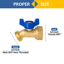 GUOFIS Outdoor Garden Spigot,1/4 Turn Sillcock Hose Bibb Faucet/Valve,3/4" Female NPT Inlet x 3/4" Male GHT Threaded Garden Hose Outlet/Connector(10Pack,Blue)