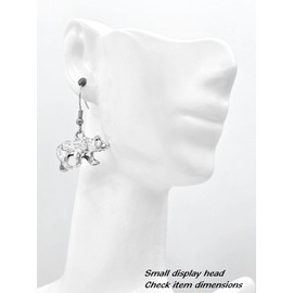 Walking Polar Bear – 22x16mm - Silver alloy charm dangle earrings. Hypoallergenic Stainless Steel or Silver-Plated Fishhook or Ball Post Earring or Silver Tone Clip-on Options