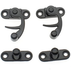 OZXNO Antique Hook Hasp Latch 4-Pack Tone Swing Lock Clasp Zinc Alloy Right Hook Latch with Mounting Screws for Jewelry Box Cabinet Toolbox Suitcase (Black)