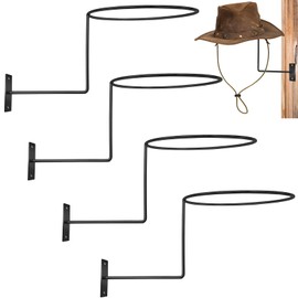 Niuohoy 4 Pcs Cowboy Hat Rack Cowboy Hat Holder Metal Hat Hanger for Wall Hat Holder Multifunctional Storage Organizer Display Rack for Cowboy Hats, Western Hats, Caps and More (Black)