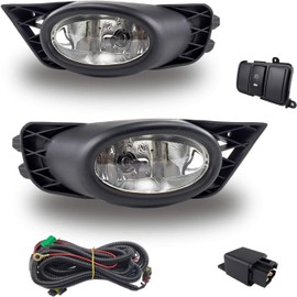 Fog Lights Assembly Replacement for 2009 2010 2011 Honda Civic Sedan, Front Bumper Driving Fog Lamps with Wire Harness for Passenger and Driver Side (Clear Lens)
