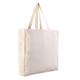 3 PACK - 100% Canvas Reusable Eco-Friendly Travel Luggage Blank Canvas Tote Bags with Full Side and Bottom Gussets - by BagzDepot (Natural)