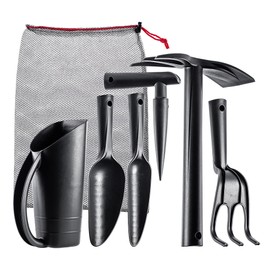 KADAX Garden Tool Set, 6 in 1 Garden Tool Set Made of Durable Plastic, Garden Accessories Including Carry Bag, Gift Set for a Garden Lover, Hand Tool (6)