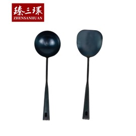 ZhenSanHuan Chinese Traditional HandMade Iron Spatula & Ladle Wok Tool Set,Long wok utensils (Spatula, 32CM/12.6'')