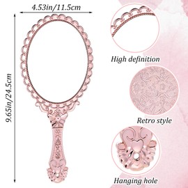 YUXIANLB 24 PCS Vintage Handheld Mirror with Handle, Embossed Mirror Compact Travel Mirror for Purse, Small Vintage Cosmetic Mirrors, Hand Held Mirror for Women Girls (Assorted Colors)