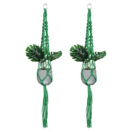 PATIKIL Macrame Plant Hangers Indoors, 2 Pack Hanging Plant Shelf Planter Basket Nylon Rope for Home Decor Hanging Wall Ceiling Window, Green