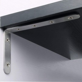 FUJIE 4 Pcs Shelf Bracket Wall Shelf Bracket L Shape Right Angle Corner Bracket 125 x 75 x 20 mm Metal Wall Support Corner Brace with Matching Screw and Anchors- Silver