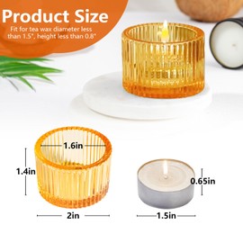 JOYIT Gold Votive Candle Holders Bulk Set of 4, Tealight Candle Holder for Wedding Table Decor, Glass Candle Holder for Birthday Party, Baby Shower, Christmas Decor(2''X 1.4'')