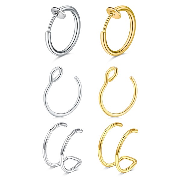 MODRSA Fake Nose Ring Hoop Faux Nose Rings Hoop Fake