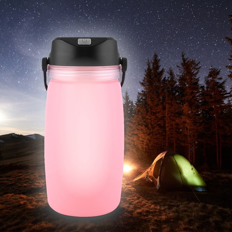 Portable Outdoor Water Bottle USB Solar Charging Camping Light Hiking
