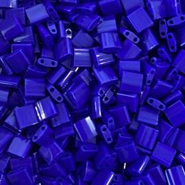 Miyuki Tila Beads - 2 Hole Square Beads, 5x5x1.9 mm, 5 Grams Glass Beads Royal Blue (TL414)