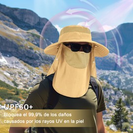 Sombrero para el Sol Protección UV, UPF50+ Sombrero de Pesca de ala Ancha para Hombre y Mujer, Gorro Pescador Plegable y Impermeables, con Cortinas para Cara y Cuello, para Senderismo Camping Playa
