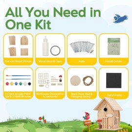 Wooden DIY Bird House Kit for Adults to Build, Outdoor Woodworking Crafts Freestyle Painting, Hanging Birdhouse for Garden Yard Decor Gifts Nesto