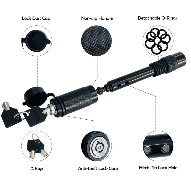 Sutekus 5/8" Trailer Hitch Lock Anti-Theft Steel Locking Hitch Pin