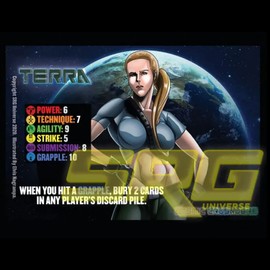 GTS Distribution Supershow Cosmic Crusader: Terra - Wrestling Card and Dice Game. SRG Structure Deck. Ages 12+, 2-6 Players, 10 Min Game Play