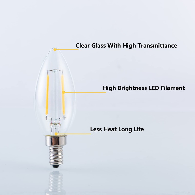 SHUWDKAR 12V Candelabra LED Light Bulb Low Voltage 25 watt