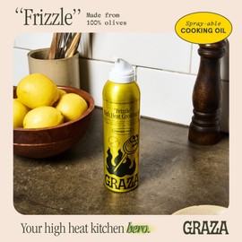 Graza Frizzle High Heat Cooking Oil Spray - High Polyphenol Oil with a Neutral Flavor in a Spray Bottle for Frying, Baking & Grilling - Cooking Oil Made from 100% Olives – 5 oz (148ml)