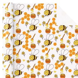 WRAPAHOLIC Bee Wedding Wrapping Paper - Mini Roll - 17 Inch x 16.5 Feet - Honey Bee Wrapping Paper Perfect for Bridal Shower, Wedding, Birthday, Baby Shower