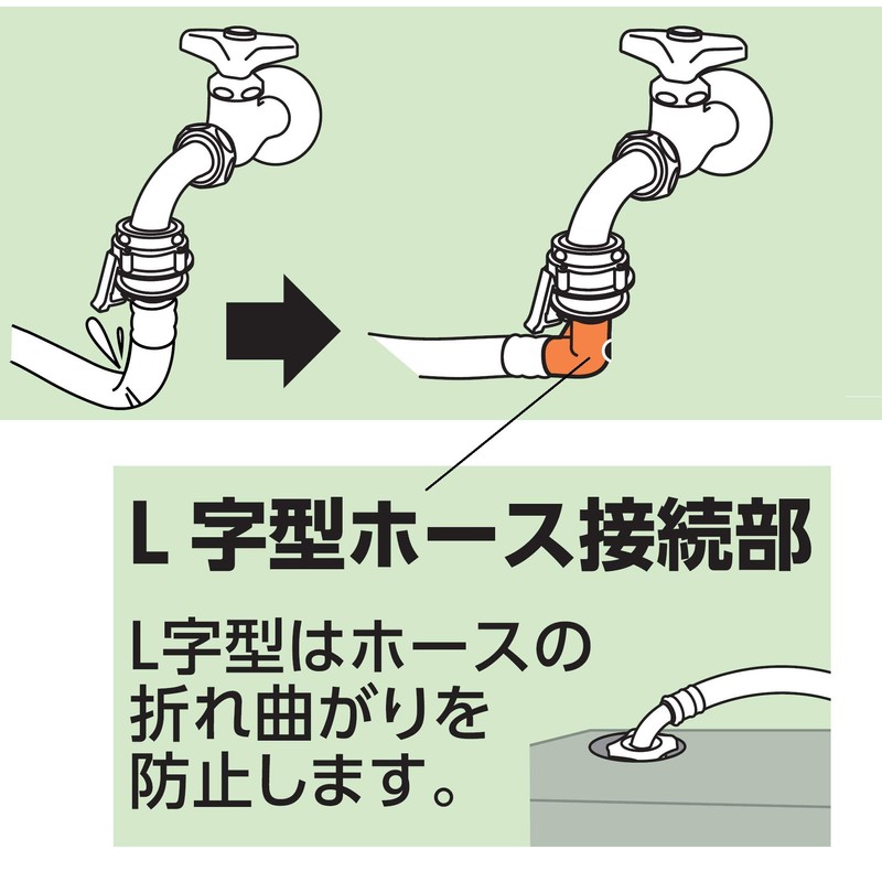 SANEI (サンエイ) Automatic Washing Machine Water Supply Hose L-Type, Length