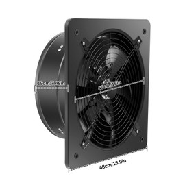 MUSESPANI 16'' Industrial Ventilation Fan, 750W Utility Blower Fan 2800 Rpm, 7 Blades Shutter Exhaust Fan Wall Mounted, Ventilator Extractor for Basements, Warehouses, Kitchens, Bathroom (16''-750w)