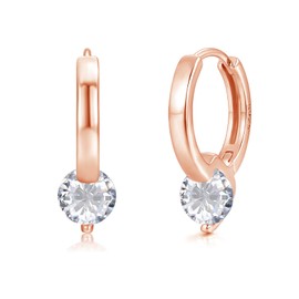 Loutade Rose Gold Hoop Earrings for Women, 925 Sterling Silver Hoop Earrings with Cubic Zircon, Hypoallergenic Dainty CZ Small Sleeper Cartilage Huggie Ear Hoops, Trendy Jewelry Gifts for Girls