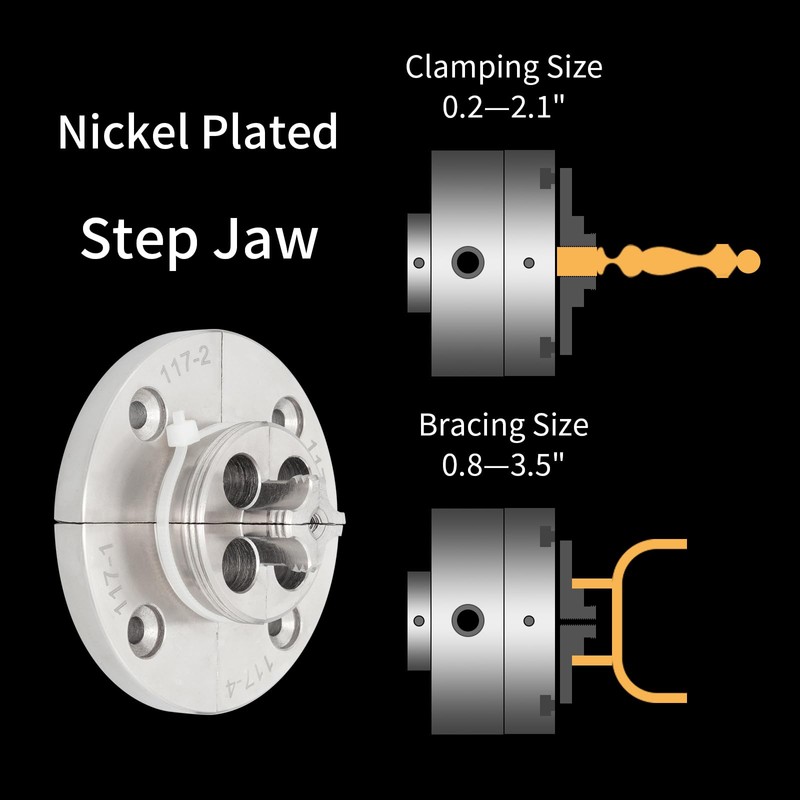 DEEFIINE Wood Lathe Chuck Accessory Step Jaws