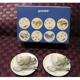 Guzzini Panda Cups/Saucers/Teaspoons, Grey, 0.1 x 0.1 x 0.1 cm