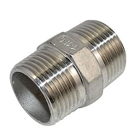 SuperWhole 3/8" Male x 3/8" Male Hex Nipple Stainless Steel 304 Threaded Pipe Fitting NPT