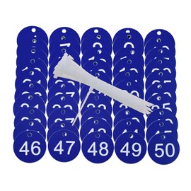 ONLYKXY Plastic Number Tag 1-50 Numbered Marking Identification Hang Tags Luggage Labels ID Tag with Rings for Organized Coded Key Box Cabinet Plant Coding Tag (Navy Blue)
