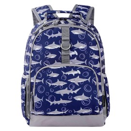 Choco Mocha Shark Backpack for Boys Backpack Elementary School Backpack Kids 17 inch Kindergarten Backpack for Boys 1st 2nd Grade Shark Bookbag School Bag 6-8 5-7 with Chest Strap Blue