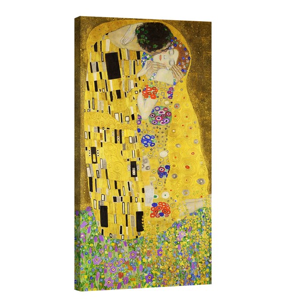 canvashop Modern Paintings The Kiss of Klimt 100 x 50 cm Vertical Canvas Wall Prints Living Room Bedroom Home Art Decor