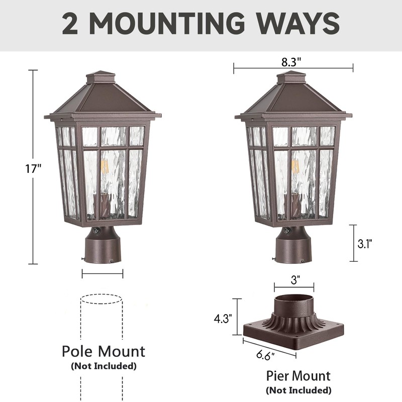 NAXTTII Dusk to Dawn Outdoor Post Lights Waterproof Pole Light