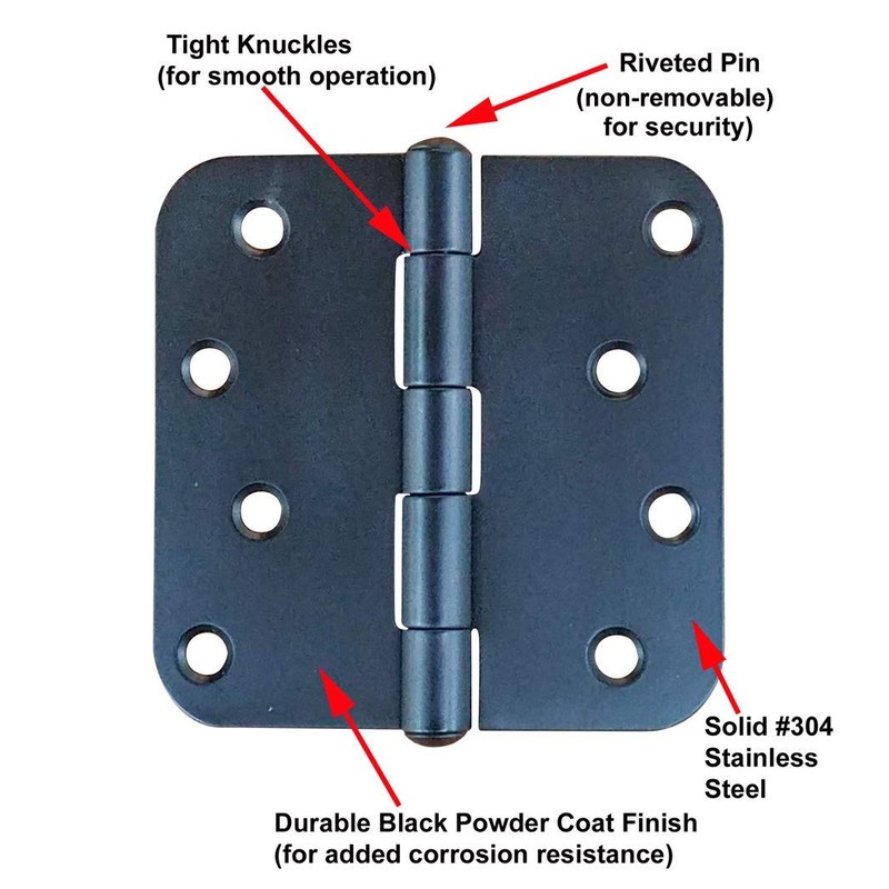 Hinge Outlet Black Stainless Steel Door Hinges - 4 Inch