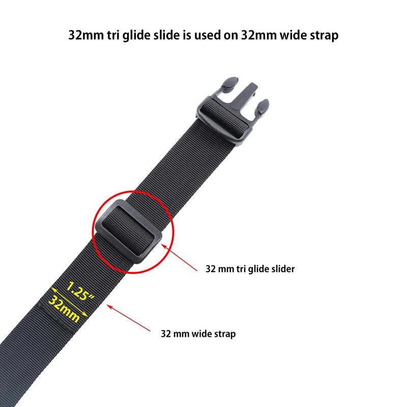 Ahijklmn Tri Glide Slides Plastic Adjustable Webbing Bar Slide Strap