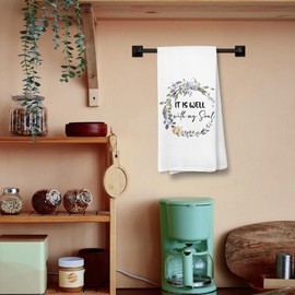 Voatok Christian Kitchen Towels, It is Well with My Soul Bible Verse Decor Hand Towels for Bathroom, Religious Christian Gifts for Women Faith Dish Tea Towels for Kitchen, 16x24 Inches