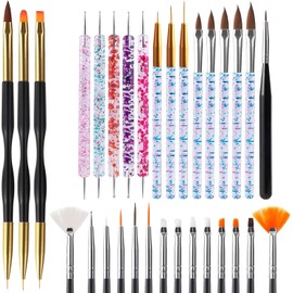 Triko Set 31 Piezas de Pinceles para Uñas y Herramientas de Punteado, Kit Profesional para Rubber para Uñas y Arte 3D, Incluye Delineadores y Pincel para Uñas Acrílicas de Alta Precisión, Negro