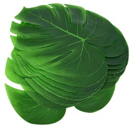 TOPINCN 12 Unids Hojas de Plantas Artificiales Verde Monstera Planta Hoja Fiesta Selva Tema BBQ Cumpleaños Decoración de Mesa de Boda Suministros...  