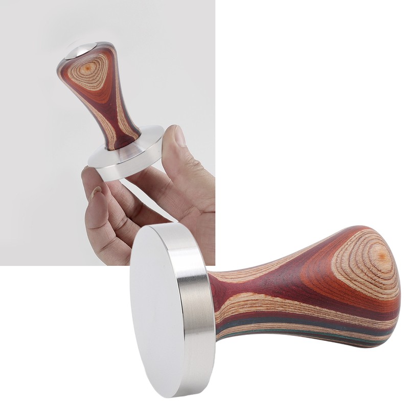 Colorful Wood Coffee Flat Tamper Stainless Steel Base Powder Hammer