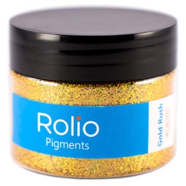 Rolio Holographic Craft Glitter - Pure Glitter - Cosmetic Grade Glitter for Resin, Makeup, Face & Body Art, Craft Supplies, Nail Decoration - One Jar - 28 Grams - 1/128" to 1/64" Size - Gold Rush