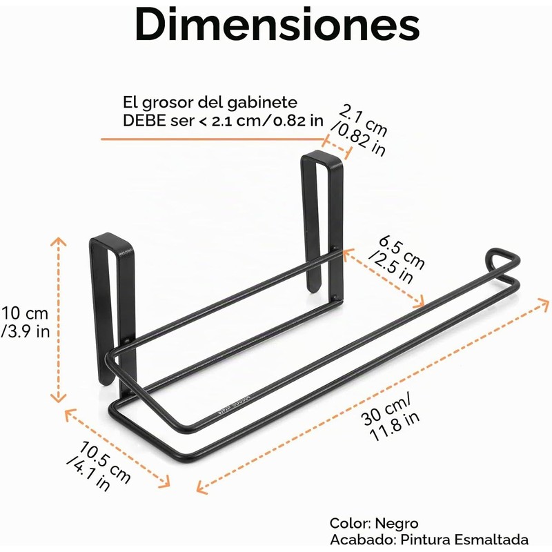 Toallero de Papel T.R.Sani 1008B Negro de Acero Inoxidable -
