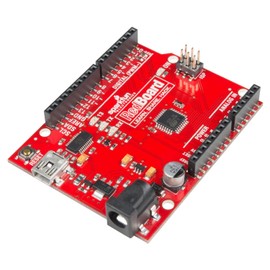 SparkFun RedBoard - Compatible with Arduino Breadboard-able Development board w/ R3 footprint Microcontroller serves as physical computing learning platform Connect to computer with USB Mini-B