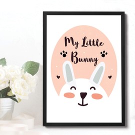 RED OCEAN Animal Prints For Nursery Room/Baby Girl Boy Bedroom Decor/Wall Art Pictures (A4 Print with Black Frame - My Little Bunny)
