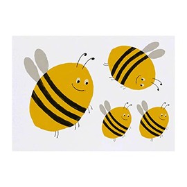 4 x 'Cute Bee' Temporary Tattoos - Water Resistant, Skin-Safe, Non-Toxic Transfers, Mixed Sizes (TO00051041)