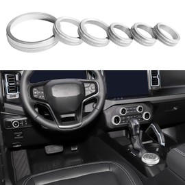 YiXunTen for Ford Bronco 2021 2022 2023 2024 2025 Accessories Interior Switch Knob AC Cover Aluminum Alloy Silver (not for Bronco Sport)